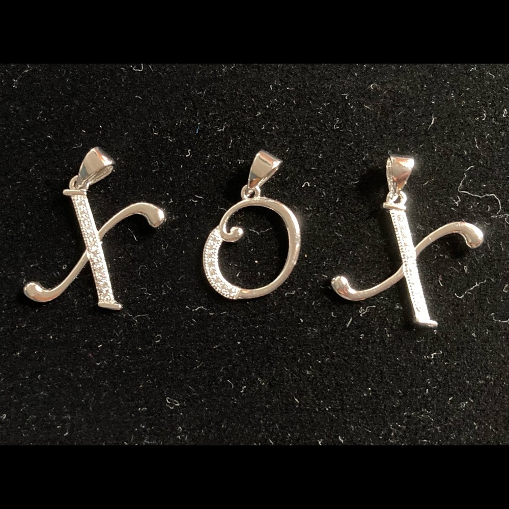 SterlingSilver Xs orOs aka Kisses & Hugs. Set with DiAmi stones Choice of letter